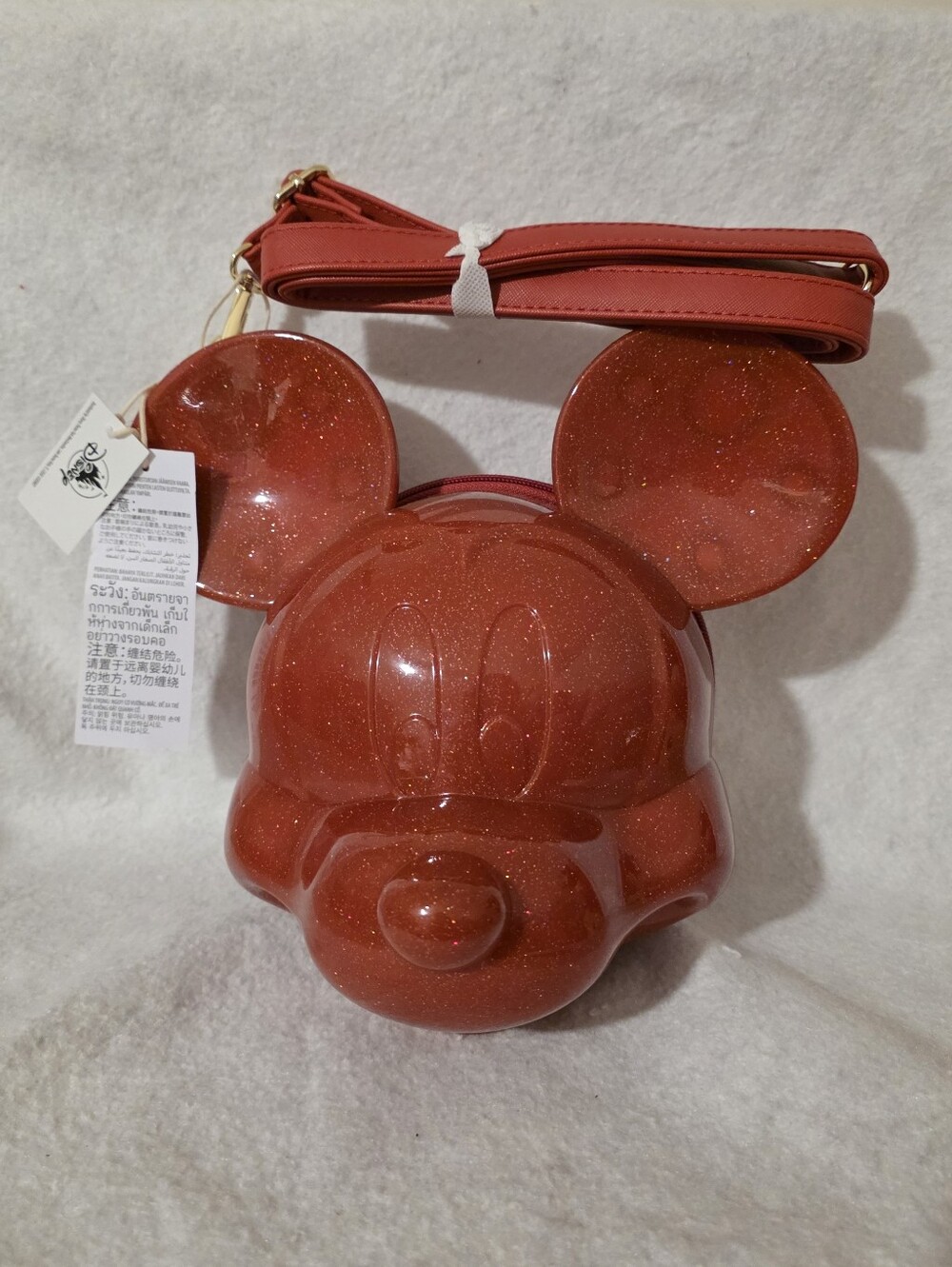 Disney Parks Hard Tag Loungefly Crossbody Glittery Red Mickey - NWT